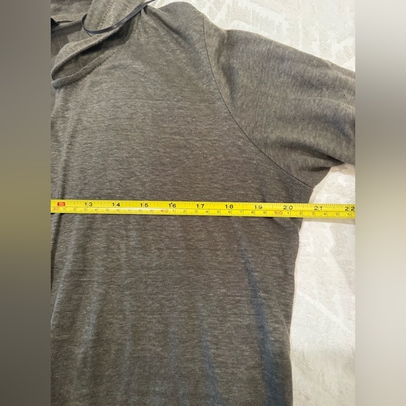 Tahari Cardigan Size S Olive Green 100% Linen  Open Front Hooded - Picture 5 of 6